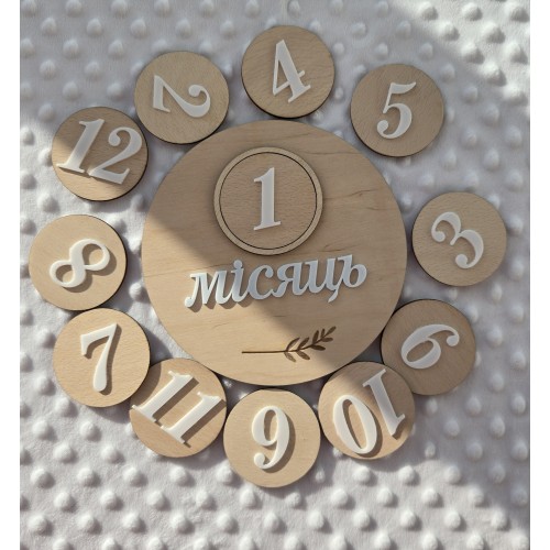 набір для фото дитини по місяцям. у наборі 1 основа та 12 змінних цифр.