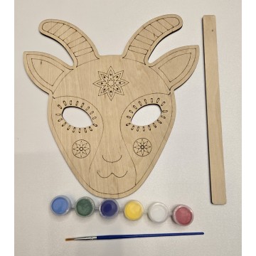 Маска кози з дерева для розмальовування (Різдвяна)