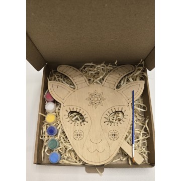 Маска кози з дерева для розмальовування (Різдвяна)