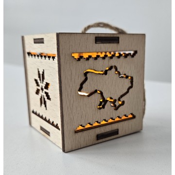 Патріотичний новорічний кубик прикраса. 