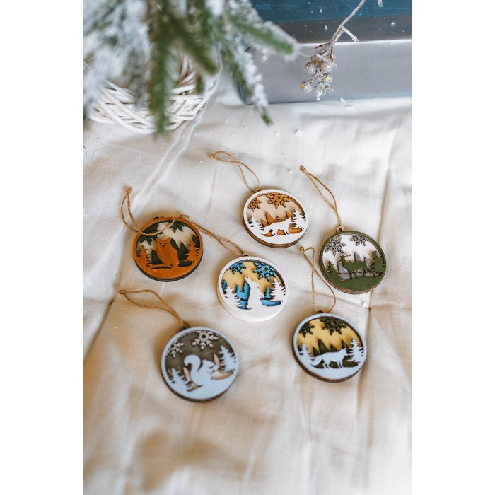 Новорічні дерев'яні прикраси. Набір для розфарбовування новорічні дерев'яні прикраси. набір для розфарбовування
